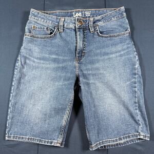 Lee Regular Fit Bermuda Mid Rise Denim Shorts Women’s 8 Medium Wash